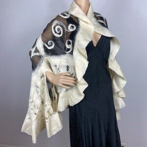 Nuno Wool & Silk Shawl Jacket S Whimsical Fairy Witch Lagenlook Ethereal Wrap